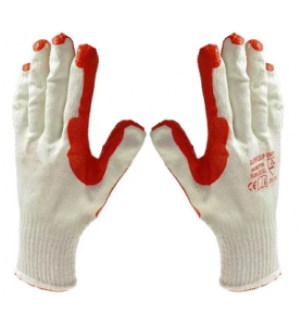 Rękawice robocze SUPERGRIP marki Better, biało-czerwone.