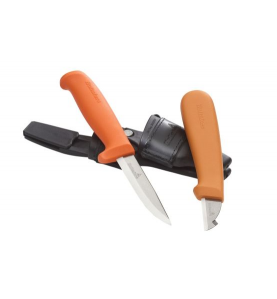 Podwójna kabura zawierająca nóż rzemieślniczy HVK + nożyk dla elektryków ELK marki Hultafors.