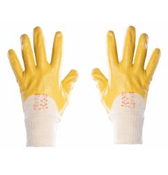 Rękawice nitrylowe lekkie marki POLSATR - kolor żółto-biały.
