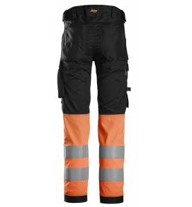 Spodnie Snickers 6334 Odblaskowe Klasy 1 EN 20471/1 - Black - High Visibility Orange - 0455 - tył