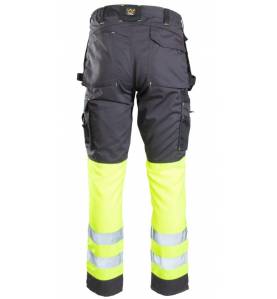 Spodnie robocze do pasa odblaskowe / ostrzegawcze SEVEN KINGS FLASH A9SP marki Polstar, kolor stalowo-żółty - tył.