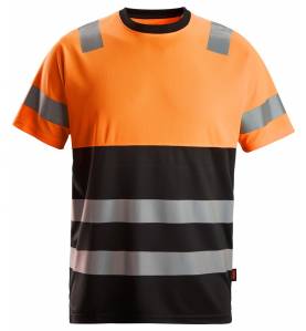 T-shirt odblaskowy EN 20471/1 Snickers 2535 High-Vis żółto - czarny (Black - High Visibility Orange - 0455).