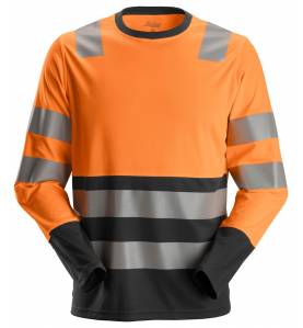 T-shirt odblaskowy długi rękaw Snickers 2433 High-Vis EN 20471/2, Pomarańczowy (High vis orange\Black - 5504).