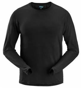 Męski T-shirt z długim rękawem Snickers 2411 LiteWork kolor czarny - przód.