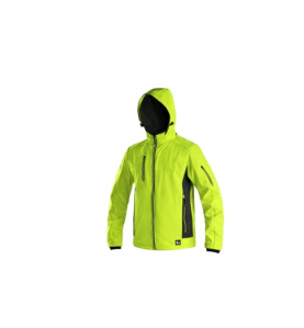 Kurtka męska Softshell Durham CXS Canis z kapturem, żółty neonowy z odblaskami - przód.