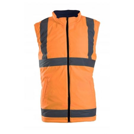 Kamizelka robocza dwustronna z ociepleniem BENEFIT MARINO Polstar - kolor pomarańczowy ostrzegawczy z odblaskami.
