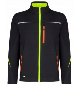 Kurtka robocza Softshell e.s.motion 2020 z odblaskami marki Engelbert Strauss, kolor czarny 65512 - przód.
