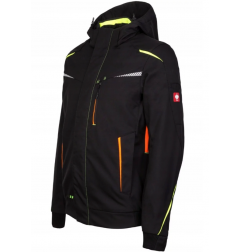 Kurtka zimowa męska typu Softshell z odblaskami z kolekcji e.s.motion 2020 marki Engelbert Strauss, kolor czarny 65518 - przód.