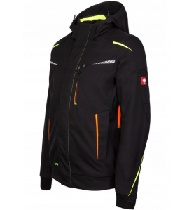 Kurtka zimowa męska typu Softshell z odblaskami z kolekcji e.s.motion 2020 marki Engelbert Strauss, kolor czarny 65518 - przód.