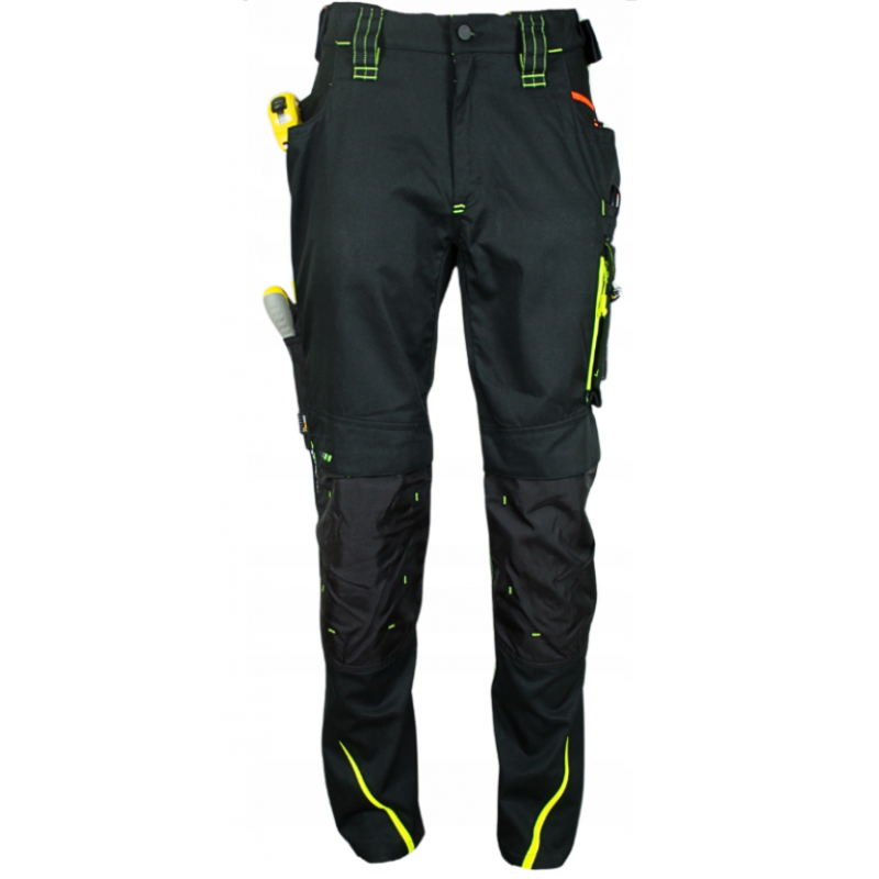 Spodnie do pasa e.s.motion 2020 Engelbert Strauss - czarny /żółty / pomarańczowy ostrzegawczy: 65511.