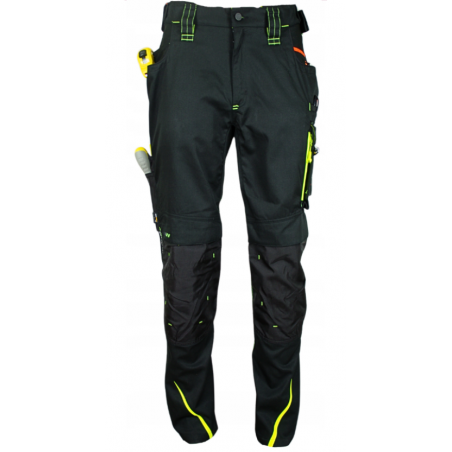 Spodnie do pasa e.s.motion 2020 Engelbert Strauss - czarny /żółty / pomarańczowy ostrzegawczy: 65511.