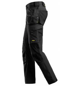 Spodnie robocze do pasa Snickers 6271 AllroundWork Full Stretch z workami kieszeniowymi, czarne - lewy bok.