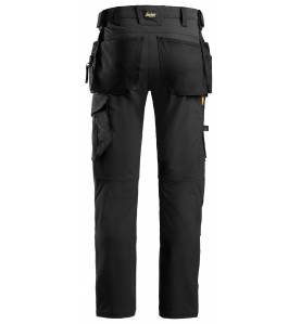 Spodnie robocze do pasa Snickers 6271 AllroundWork Full Stretch z workami kieszeniowymi, czarne - tył.